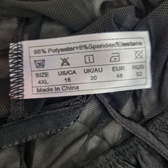 Womens 4xl US 16 Black Lace Sheer Baby Doll w/Thong Wired - Picture 5 of 7